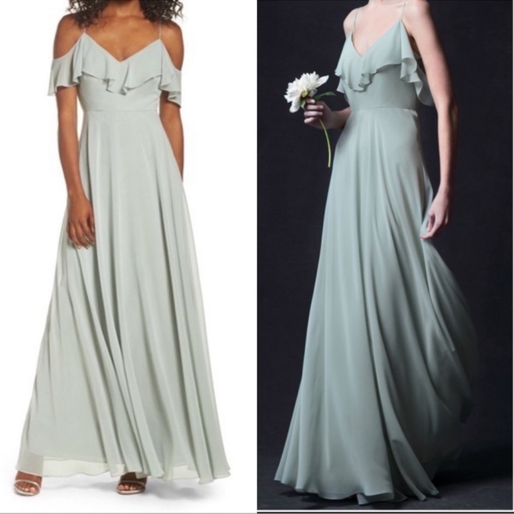 NWT Jenny Yoo Collection Mila Dress sage Luxe Chiffon size 6